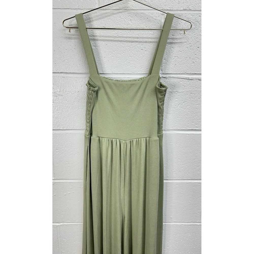 MAJORELLE Smocked Jumpsuit Sage Green Wide Leg Ribbed / Womens Small